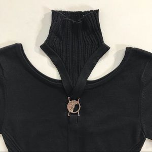 NWT VERSACE Medusa Authentic Pointelle Knit Black Top Metal Logo Gianni Versace